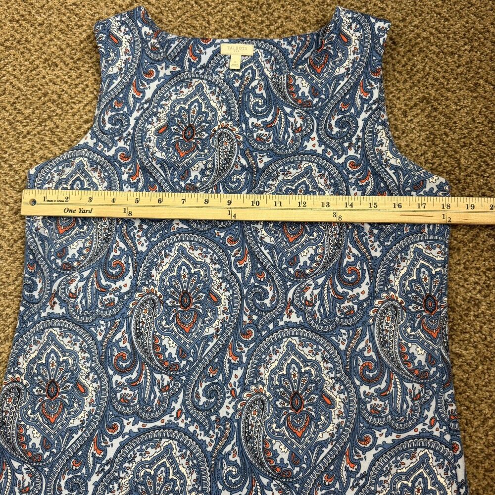 Talbots Blue Floral Paisley Shift Sleeveless Knit Stretch Womens Small EUC - Picture 7 of 8